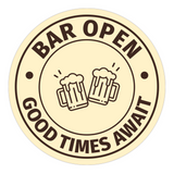 Signs ByLITA Circle Bar Open: Good Times Await ABS Plastic | Laser Engraved | Easy Installation | Elegant Design Wall or Door Sign