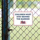 Classic Framed Plus Children Must Stay Behind the Barrier Door or Wall Sign | Child Safety Business Signs