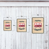 Portrait Round Plus Happy Camper Door or Wall Sign | Camping RV Decoration
