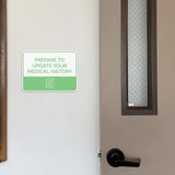 Classic Framed Plus Prepare to Update Your Medical History Door or Wall Sign | Medical Facility Reception Patient Reminders