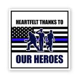 Square Plus Heartfelt Thanks to Our Heroes Wall or Door Sign | USA Flag | Police First Responders Appreciation Signage
