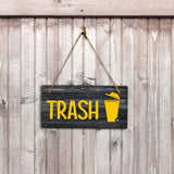 Trash 5x10 Hanging Plus Wall or Door Sign | Home & Office Signage