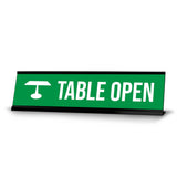 Table Open, Green Black Frame, Desk Sign (2x8")