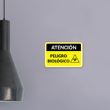 Classic Framed Plus Atención Peligro biológico Door or Wall Sign | Business Warning Signage