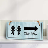 Restroom This Way (Directional) Signs | Rustic Light Blue Wood 5 x 10" Hanging Signs