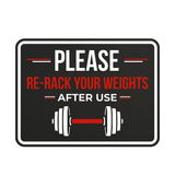 Classic Framed Please Re-Rack Your Weights After Use Wall or Door Sign | Weights & GYM Etiquette - Sign