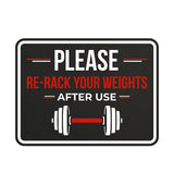 Classic Framed Please Re-Rack Your Weights After Use Wall or Door Sign | Weights & GYM Etiquette - Sign