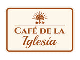 Classic Framed Plus Café de la Iglesia — Church Cafe Door or Wall Sign | Spanish - Church Room & Area Signs