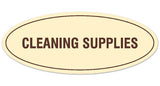 Signs ByLITA Oval CLEANING SUPPLIES Sign | Legible Lettering | Easy No-Tool Installation | Powerful Foam Tape