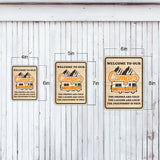 Portrait Round Plus Welcome To our Camper The Drivers Are Cold, The Laughs Are Loud, The Friendship Is Free Door or Wall Sign | Camping RV Decoration