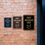 Signs ByLITA Portrait Round Food Preparation Area: Fruit and Salad Only Door or Wall Sign Durable ABS Plastic | Laser Engraved | Easy Installation | Kitchen | Hygiene