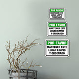 Classic Framed Plus Por Favor Mantener Este Lugar Limpio Y Ordenado Door or Wall Sign | Spanish Business Signage