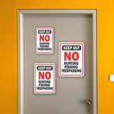 Portrait Round Plus Keep Out No Hunting Fishing Trespassing Wall or Door Sign | Public Signage