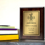 Hospitality Theme Customizable Award Plaque |Easel Mount Option | Recognition of Achievement and Service Personalizable Plaques