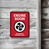 Portrait Round Plus Engine Room Authorized Personnel Only Door or Wall Sign | Boats & Yachts Signage