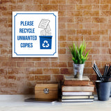 Square Plus Please Recycle Unwanted Copies Door or Wall Sign | Workplace Cleaning Signage