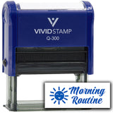 Vivid Stamp Morning Routine Self-Inking Rubber Stamps Teachers And Schools | Motivational Stamps For Children | Re-inkable Ink Pad