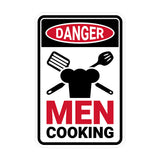 Portrait Round Plus Danger Men Cooking (Kitchen) Wall or Door Sign | Easy Installation | Funny Novelty Imitation Warning Signs