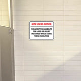 Classic Framed Plus Gym Users Notice: We Accept No Liability For Loss or Injury Incurred While Using These Facilities Wall or Door Sign| Easy Installation | Disclaimer Waiver Notice