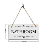 Bathroom 5x10 Hanging Plus Wall or Door Sign | Rustic Twine | Range of Vibrant Decor Styles | Restroom Signs For Home and Business
