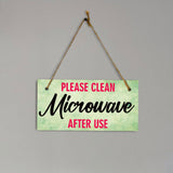 Please Clean Microwave After Use 5x10 Hanging Plus Wall or Door Sign | Home & Office Décor
