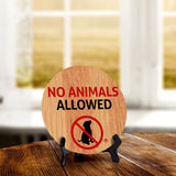 No Animals Allowed Circle Table Sign with Acrylic Stand (5x5") | Public Spaces Signage