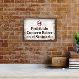 Classic Framed Plus Prohibido Comer o Beber en el Santuario Door or Wall Sign | Spanish - Office Room & Area Signs