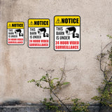 Portrait Round Plus Notice This Barn Is Under 24 Hour Video Surveillance Wall or Door Sign | Farm/Barn Warning Signage