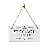Storage Closet 5x10 Hanging Plus Wall or Door Sign | Rustic Twine | Range of Vibrant Decor Styles | Room Signs For Home and Business