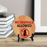 No Animals Allowed Circle Table Sign with Acrylic Stand (5x5") | Public Spaces Signage