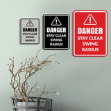 Signs ByLITA Portrait Round Danger Stay Clear Swing Radius Door or Wall Sign Easy Installation | Health And Safety | Building And Danger Signs
