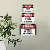 Classic Framed Plus Peligro Estación De Carga De Baterías Door or Wall Sign | Spanish Business Signage