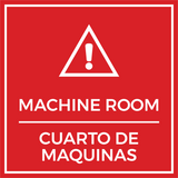 Signs ByLITA Square Machine Room Door or Wall Sign | Spanish Bilingual Warehouse and Factory Health and Safety Signs