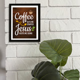 Designs ByLITA Coffee Gets Me Started Jesus Keeps Me Going, Wall Print Art | Funny Coffee Home & Office Decor (Unframed or Framed)