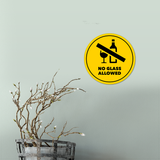 Circle Plus No Glass Allowed Wall or Door Sign | Easy Installation | Office & Public Parks Warning Signage