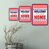 Portrait Round Plus Stars, Stripes, and Proud: Welcome to Our Home Door or Wall Sign | Easy Installation | Patriotic Stars and Stripes USA Pride Sign