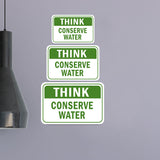 Classic Framed Plus Think Conserve Water Door or Wall Sign | Public Eco-Friendly Signage