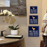 Square Plus Be Neat And Wipe The Seat Wall or Door Sign | Office & Workspace Bathroom Signage