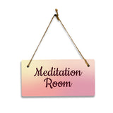 Meditation Room 5x10 Hanging Plus Wall or Door Sign | Rustic Twine | Range of Vibrant Decor Styles | Room Signs For Home and Business