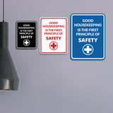 Signs ByLITA Portrait Round Good Housekeeping Is The First Principle Of Safety Door or Wall Sign Easy Installation | Health And Safety | Building And Danger Signs