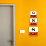 Square Plus No Food or Drinks Wall or Door Sign | Workplace Health and Hygiene