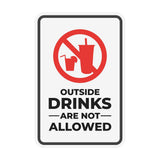Portrait Round Plus Outside Drinks Are Not Allowed Wall or Door Sign | Food & Drink Restrictions