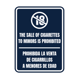 Signs ByLITA Portrait Round The Sale Of Cigarettes To Minors Is Prohibited Door or Wall Sign | Spanish Bilingual Warehouse and Factory Signs