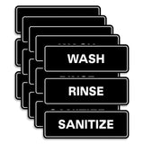All Quality Standard WASH RINSE SANITIZE Set of 3 Bay Sink Signs - Restaurant & Commercial Kitchen Sink Signs - Easy to Install