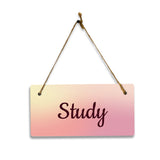 Study 5x10 Hanging Plus Wall or Door Sign | Rustic Twine | Range of Vibrant Decor Styles | Room Signs For Home and Business