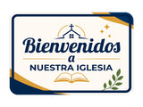Classic Framed Plus Bienvenidos a Nuestra Iglesia — Welcome to Our Church Door or Wall Sign | Spanish - Church Room & Area Signs