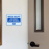 Classic Framed Plus Need Help? Ask One of Our Friendly Staff Members! Door or Wall Sign | Medical Facility Greeting & Reception