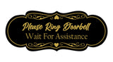 Signs ByLITA Designer Please Ring Doorbell Wait For Assistance Wall or Door Sign