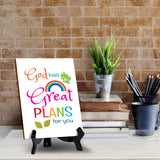 God Has Great Plans For You Table Sign with Acrylic Stand (6x8“) | Classroom & Home Decor