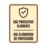 Signs ByLITA Portrait Round Use Protective Elements Door or Wall Sign | Spanish Bilingual Warehouse Health and Safety Signs